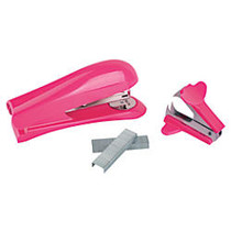 Office Wagon; Brand Half-Strip Stapler With Staples And Remover, Pink
