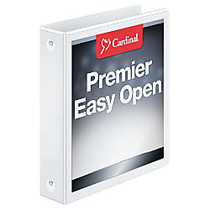 Cardinal; Premier EasyOpen; ClearVue&trade; Locking Round Ring Binder, 1 1/2 inch; Rings, 44% Recycled, White