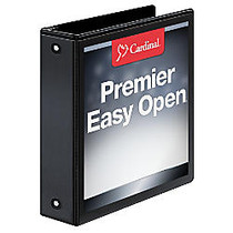 Cardinal; Premier EasyOpen; ClearVue&trade; Locking Round Ring Binder, 2 inch; Rings, 44% Recycled, Black