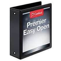 Cardinal; Premier EasyOpen; ClearVue&trade; Locking Round Ring Binder, 3 inch; Rings, 44% Recycled, Black