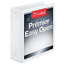 Cardinal; Premier EasyOpen; ClearVue&trade; Locking Round Ring Binder, 3 inch; Rings, 44% Recycled, White