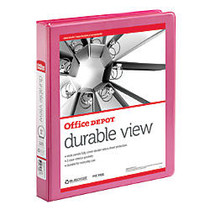 Office Wagon; Brand Durable Non-Locking Round View Binder, 1 inch; Rings, Bright Pink