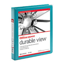 Office Wagon; Brand Durable Non-Locking Round View Binder, 1 inch; Rings, Teal