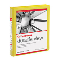 Office Wagon; Brand Durable Non-Locking Round View Binder, 1 inch; Rings, Yellow