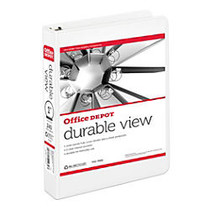 Office Wagon; Brand Durable View Round Ring Binder, 1 inch; Rings, 5 1/2 inch; x 8 1/2 inch;, White