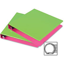 Samsill Fashion Two-tone Round Ring Binders - 1 inch; Binder Capacity - Letter - 8 1/2 inch; x 11 inch; Sheet Size - Round Ring Fastener - 2 Internal Pocket(s) - Polypropylene - Pink, Green - Recycled - 2 / Pack
