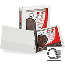 Samsill Speedy Spine 191C Ring Binder - 1 1/2 inch; Binder Capacity - Letter - 8 1/2 inch; x 11 inch; Sheet Size - 375 Sheet Capacity - 3 x D-Ring Fastener(s) - 2 Internal Pocket(s) - Polyvinyl Chloride (PVC), Paperboard, Vinyl, Chipboard - White - R