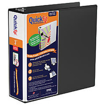 Stride Quick-Fit Round Ring View Binder, 3 inch; Rings, 600-Sheet Capacity, Black