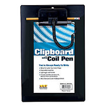 MMF Industries Plastic Clipboard With Coil Pen, Black