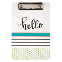 Office Wagon; Brand Memo-Size Fashion Clipboard, 6 inch;H x 9 inch;W x 1/4 inch;D, Hello/Goodbye