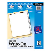 Avery; Big Tab Write-on Dividers, 8 1/2 inch; x 11 inch;, Pack Of 5