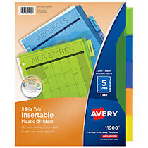 Avery; Big Tab; Insertable Plastic Dividers, 5-Tab