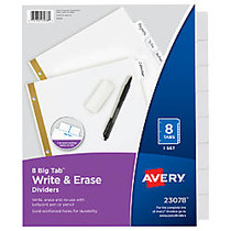 Avery; Big Tab; Write-On&trade; 30% Recycled Tab Dividers With Erasable Laminated Tabs, 8-Tab, White