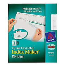 Avery; Index Maker; 30% Recycled Big Tab Clear Label Dividers, 8-Tab Set