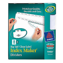 Avery; Index Maker; 30% Recycled Big Tab Clear Label Dividers, 8-Tab, Pack Of 5 Sets