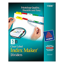Avery; Index Maker; 30% Recycled Clear Label Dividers With Color Tabs, 5-Tab, Multicolor, 1 Set