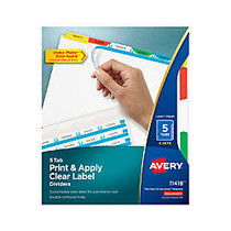 Avery; Index Maker; 30% Recycled Clear Label Dividers With Color Tabs, 5-Tab, Multicolor, Pack Of 5 Sets