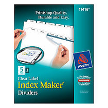 Avery; Index Maker; Clear Label Dividers With White Tabs, 3-Hole Punched, 5-Tab