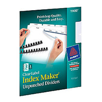 Avery; Index Maker; Clear Label Dividers With White Tabs, Unpunched, 3-Tab, Pack Of 5 Sets