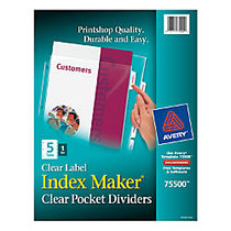 Avery; Index Maker; Clear Pocket Clear Label Presentation Dividers, 5-Tab