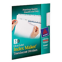Avery; Index Maker; Translucent Clear Label Dividers With Clear Tabs, 5-Tab
