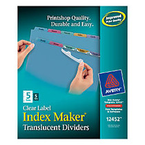 Avery; Index Maker; Translucent Clear Label Dividers With Multicolor Tabs, 5-Tab, Pack Of 5