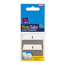 Avery; NoteTabs, 2 inch; x 1 1/2 inch;, 1-10 Numbered, White/Taupe, Pack Of 20