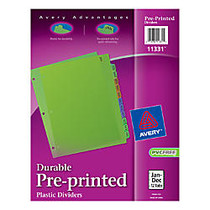 Avery; Preprinted Tab Dividers, 8 1/2 inch; x 11 inch;, Jan-Dec Tabs, Assorted Colors