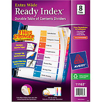 Avery; Ready Index; 30% Recycled ExtraWide Table Of Contents Dividers, 1-8 Tabs, Multicolor