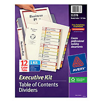 Avery; Ready Index; 30% Recycled Table Of Contents Dividers Executive Kit, 12 Tab, Multicolor