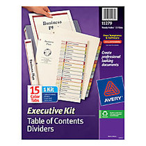 Avery; Ready Index; 30% Recycled Table Of Contents Dividers Executive Kit, 15 Tab, Multicolor