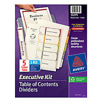 Avery; Ready Index; 30% Recycled Table Of Contents Dividers Executive Kit, 5 Tab, Multicolor