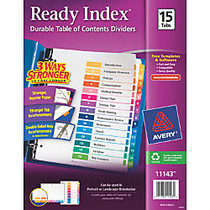 Avery; Ready Index; 30% Recycled Table Of Contents Dividers, 1-15 Tab, Multicolor
