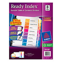 Avery; Ready Index; 30% Recycled Table Of Contents Dividers, 1-8 Tab, Multicolor