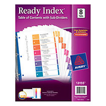 Avery; Ready Index; Table Of Contents Dividers With Sub-Dividers, 8 1/2 inch; x 11 inch;, Multicolor, 8 Tabs Per Set