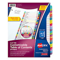Avery; Ready Index; Table Of Contents Dividers, 8 1/2 inch; x 11 inch;, White/Multicolor, Pack Of 26