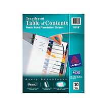 Avery; Ready Index; Translucent Table Of Contents Presentation Dividers, 10-Tab, Multicolor