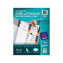 Avery; Ready Index; Translucent Table Of Contents Presentation Dividers, 12-Tab, Multicolor