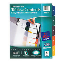 Avery; Ready Index; Translucent Table Of Contents Presentation Dividers, 5-Tab, Multicolor