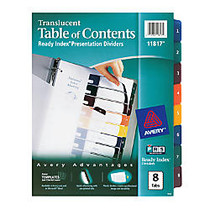 Avery; Ready Index; Translucent Table Of Contents Presentation Dividers, 8-Tab, Multicolor