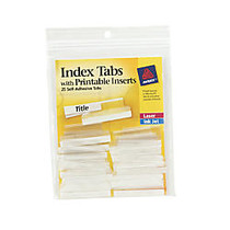 Avery; Self-Adhesive Index Tabs With Printable Inserts, 1 1/2 inch;, Clear, Pack Of 25