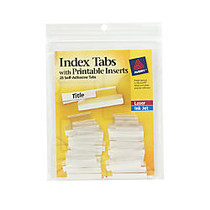 Avery; Self-Adhesive Index Tabs With Printable Inserts, 1 inch;, Clear, Pack Of 25