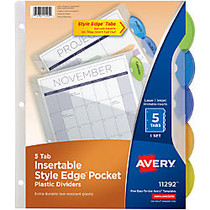 Avery; Style Edge Insertable Dividers With Pockets, Multicolor, Pack Of 5