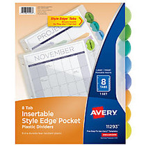 Avery; Style Edge Insertable Dividers With Pockets, Multicolor, Pack Of 8