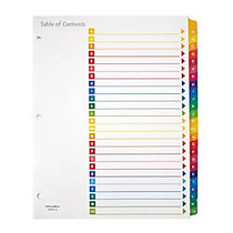 Office Wagon; Brand A-Z Index Dividers, Letter Size, Assorted Colors, Pack Of 25