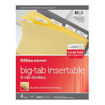 Office Wagon; Brand Insertable Dividers With Big Tabs, Buff, Clear Tabs, 5-Tab, Pack Of 4 Sets