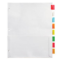 Office Wagon; Brand Insertable Pocket Dividers With Tabs, 9 1/8 inch; x 11 1/4 inch;, Assorted Colors, 8-Tab