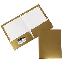 JAM Paper; Glossy 2-Pocket Presentation Folders, 9 1/2 inch; x 11 1/2 inch;, 1 inch; Capacity, Gold, Pack Of 6