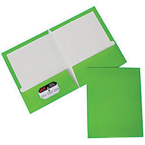 JAM Paper; Glossy 2-Pocket Presentation Folders, 9 1/2 inch; x 11 1/2 inch;, 1 inch; Capacity, Lime Green, Pack Of 6