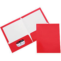 JAM Paper; Glossy 2-Pocket Presentation Folders, 9 1/2 inch; x 11 1/2 inch;, 1 inch; Capacity, Red, Pack Of 6